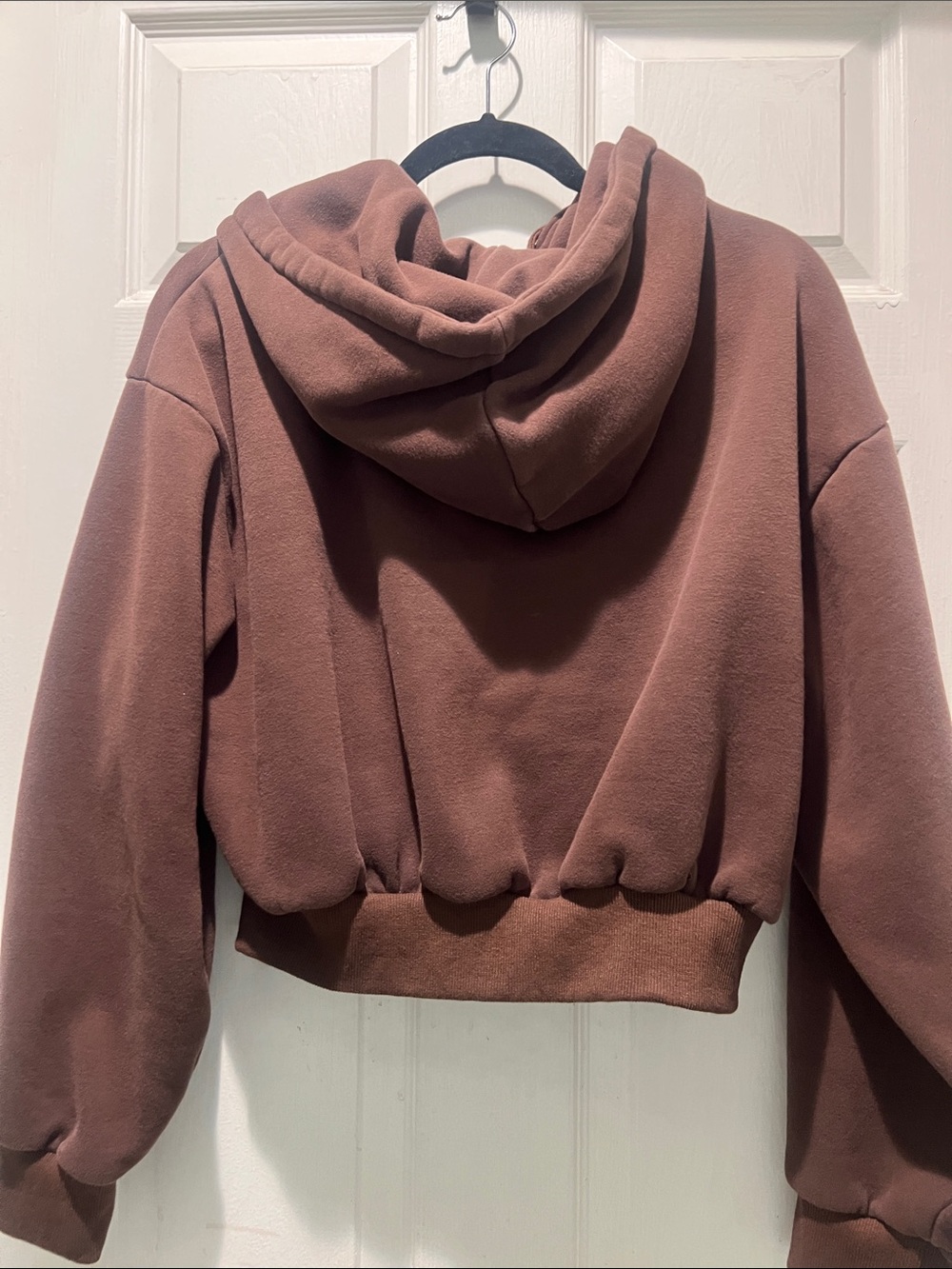Zip-Front Brown Hooded Sweatshirt - Picture 6 of 6